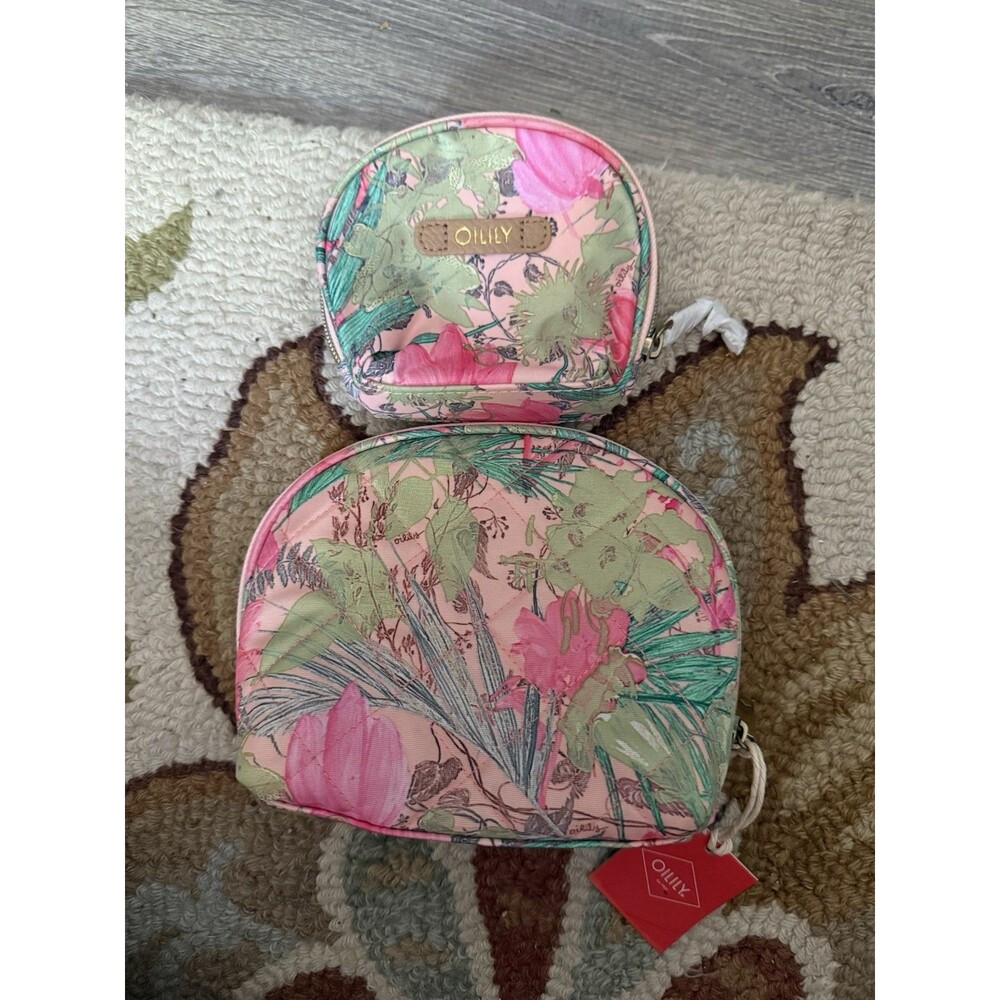 New Y2K  Oilily Cosmetic Organizer Toiletry Bag 2 Sizes Pink paisley floral